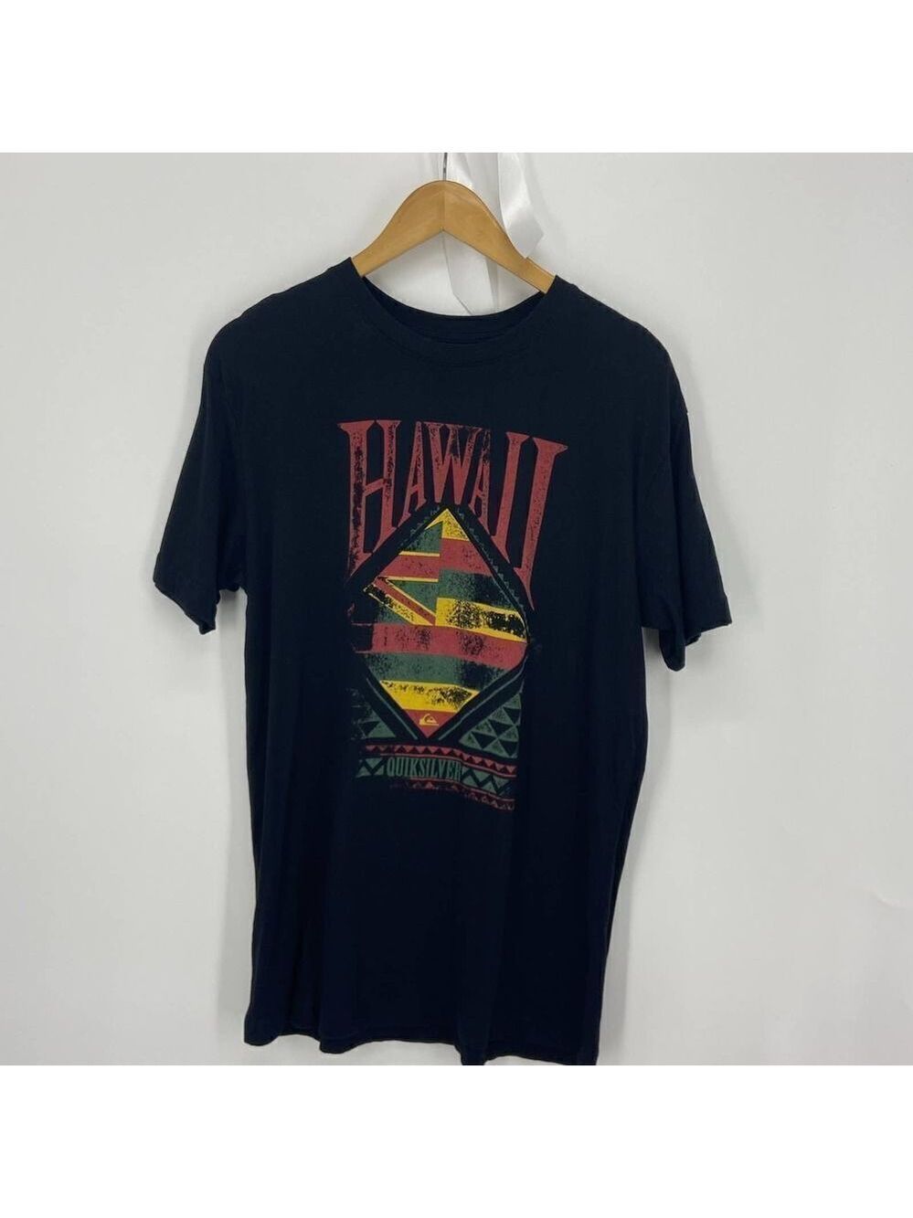 Quick Silver Mens Graphic Tee Large Black/Red/Green/Yellow